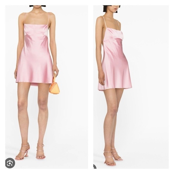 DANIELLE GUIZIO Light Pink Logo Mini Slip Dress Medium NWT - Picture 1 of 9
